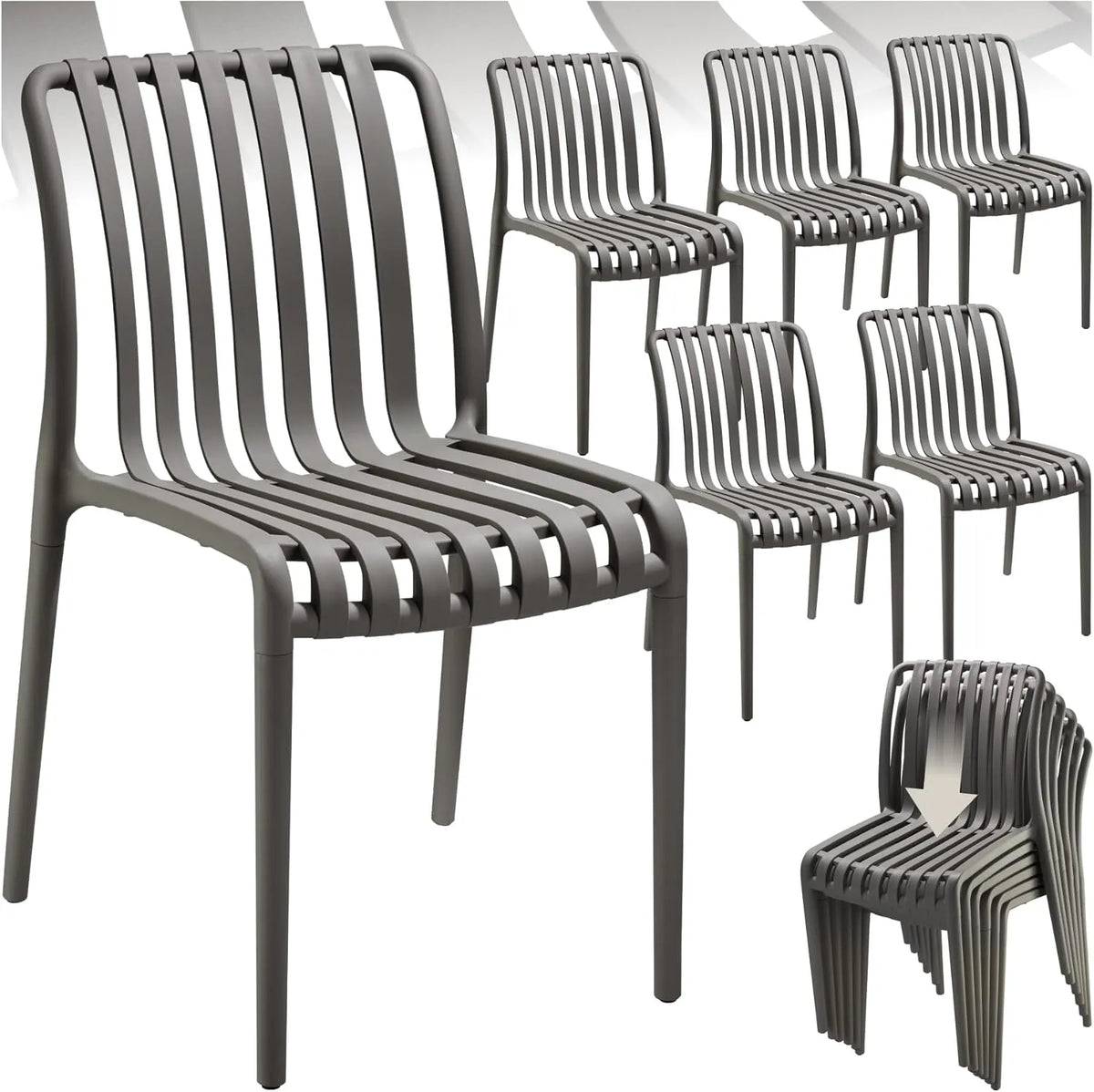 tectake Chaises de jardin — résistant aux intempéries, Lot de 6