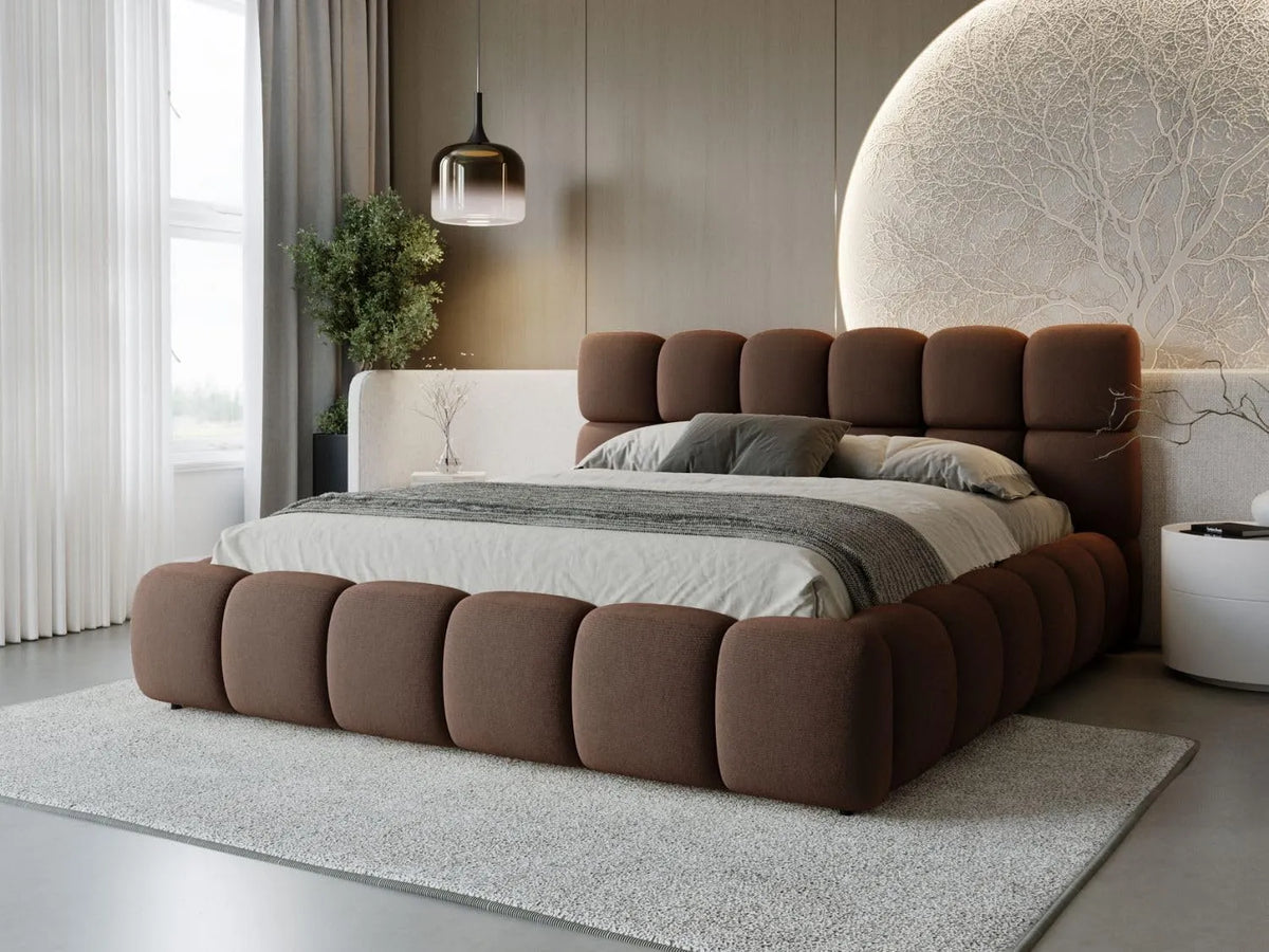 Lit Modo 180x200 — revêtement en tissu, avec rangement, 180 × 200, marron, avec rangement intégré, revêtement en velours
