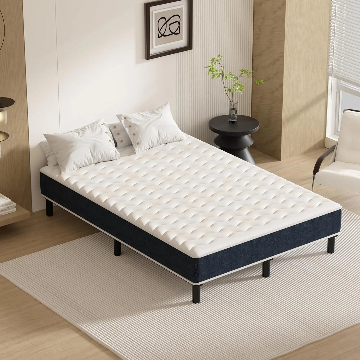 Ensemble Matelas + sommier 140 x 190cm: rembourrage en mousse, 140 × 190cm, 15cm