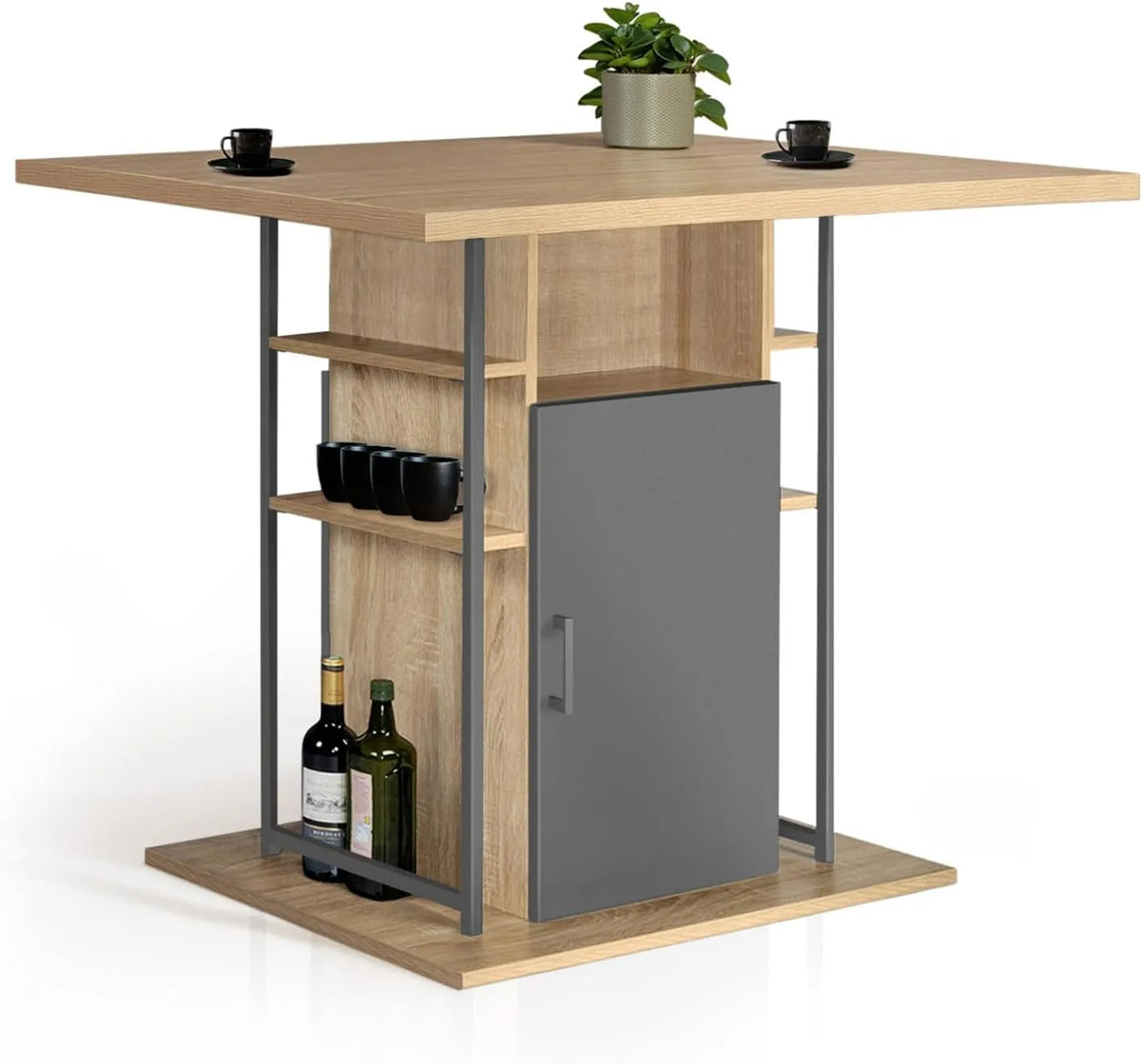 IDMarket: UGO 110, en bois, avec rangement, 110 cm, gris
