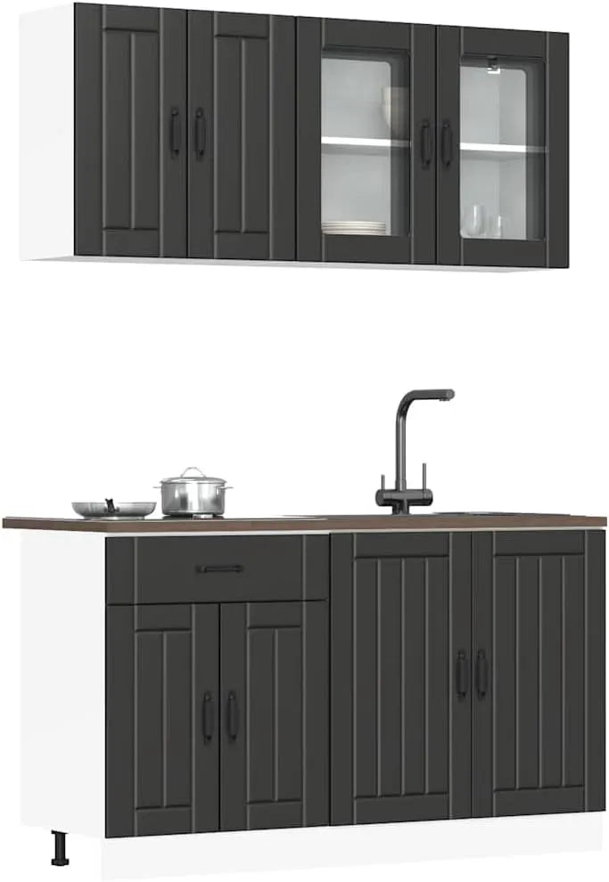 Armoire de rangement — en bois, avec rangement, 4 pièces, 81.35KG, noir