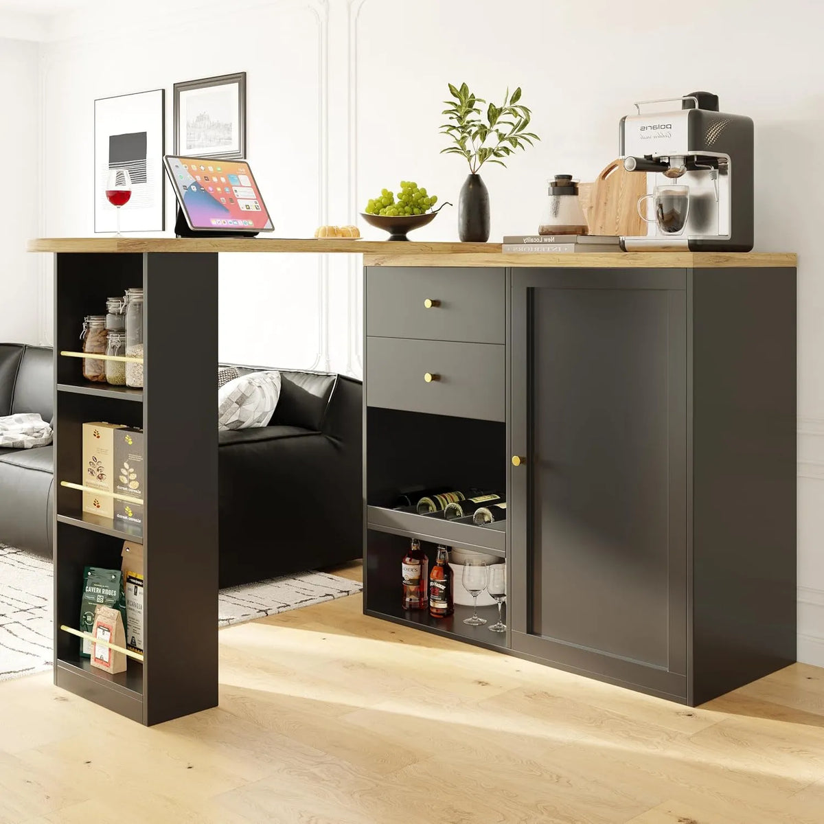 Armoire de rangement — avec rangement, avec tiroirs, pivotant, 3 niveau ×, 2 tiroirs, 105 × 39 × 102 cm, noir