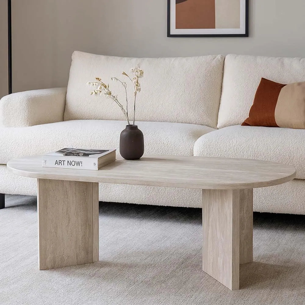 Table Basse 120 cm Style Travertin par Milton & Oldbrook