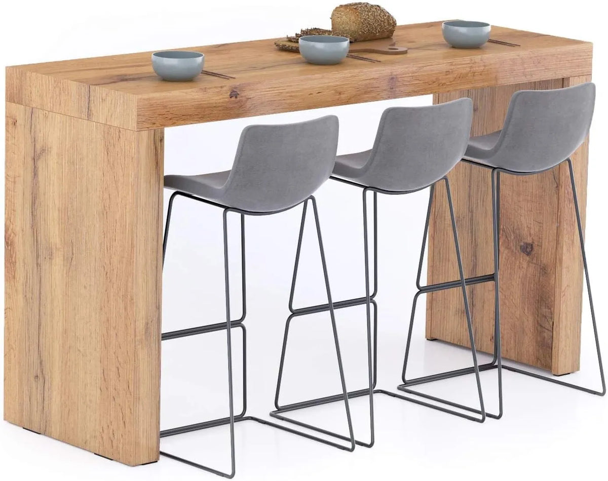 Table de Cuisine Haute en Bois Rustique pour 6 Personnes - Fabriquée en Italie