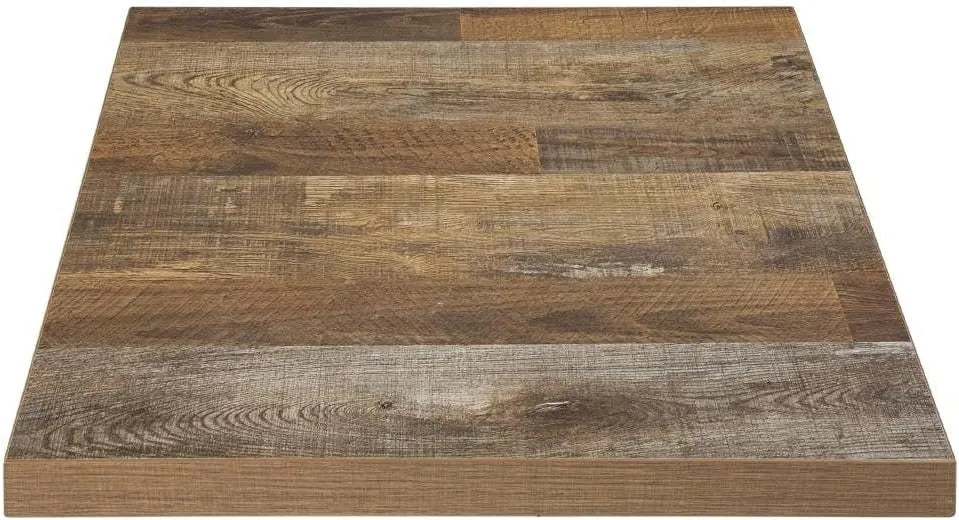 Table Carrée Bolero en Effet Bois Vieilli, 70 cm, Résistante à la Chaleur, Usage Intérieur