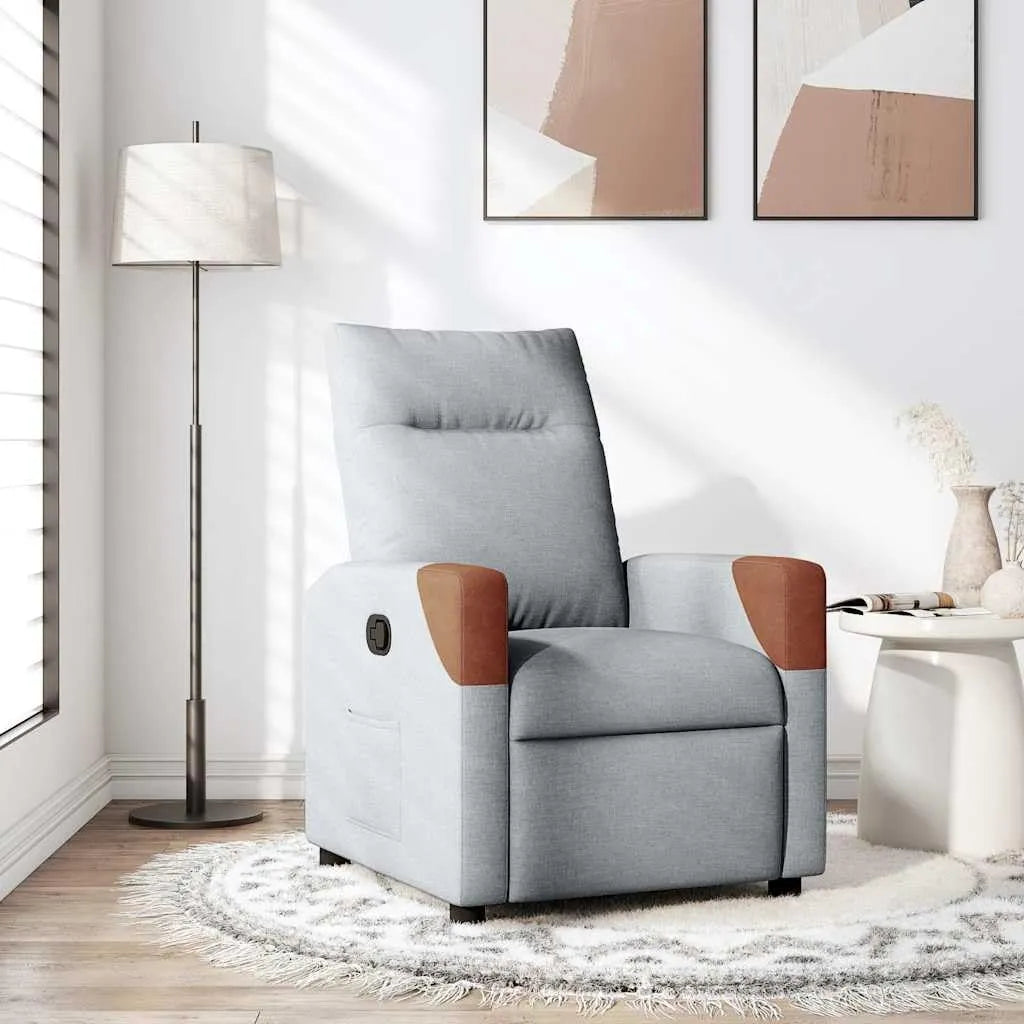 Fauteuil de Massage Relax en Tissu Gris Clair avec Inclinable
