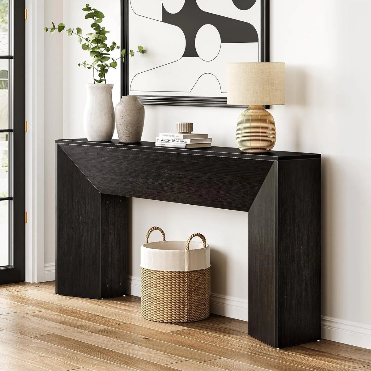 Table Console en Bois Tribesigns 160cm pour Entrée ou Salon, Mobilier Moderne et Étroit avec Montage Facile