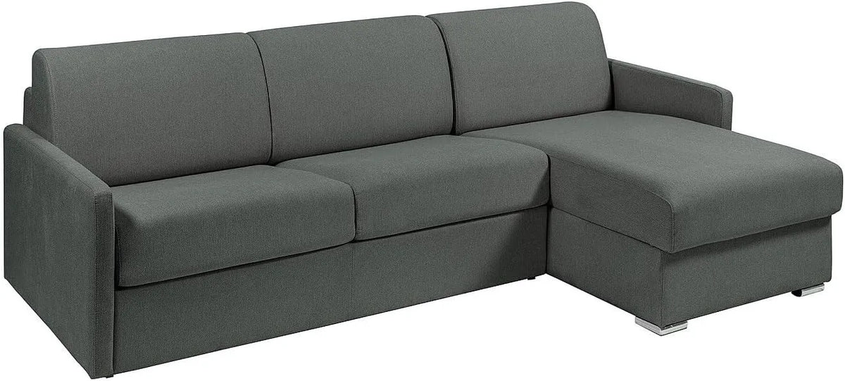 Canapé d'angle convertible en tissu gris avec matelas à mémoire de forme 160 cm - CALIFE