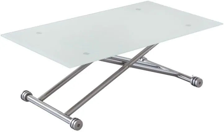 Table Basse Relevable en Verre Savila 120 x 70 cm - Hauteur Ajustable