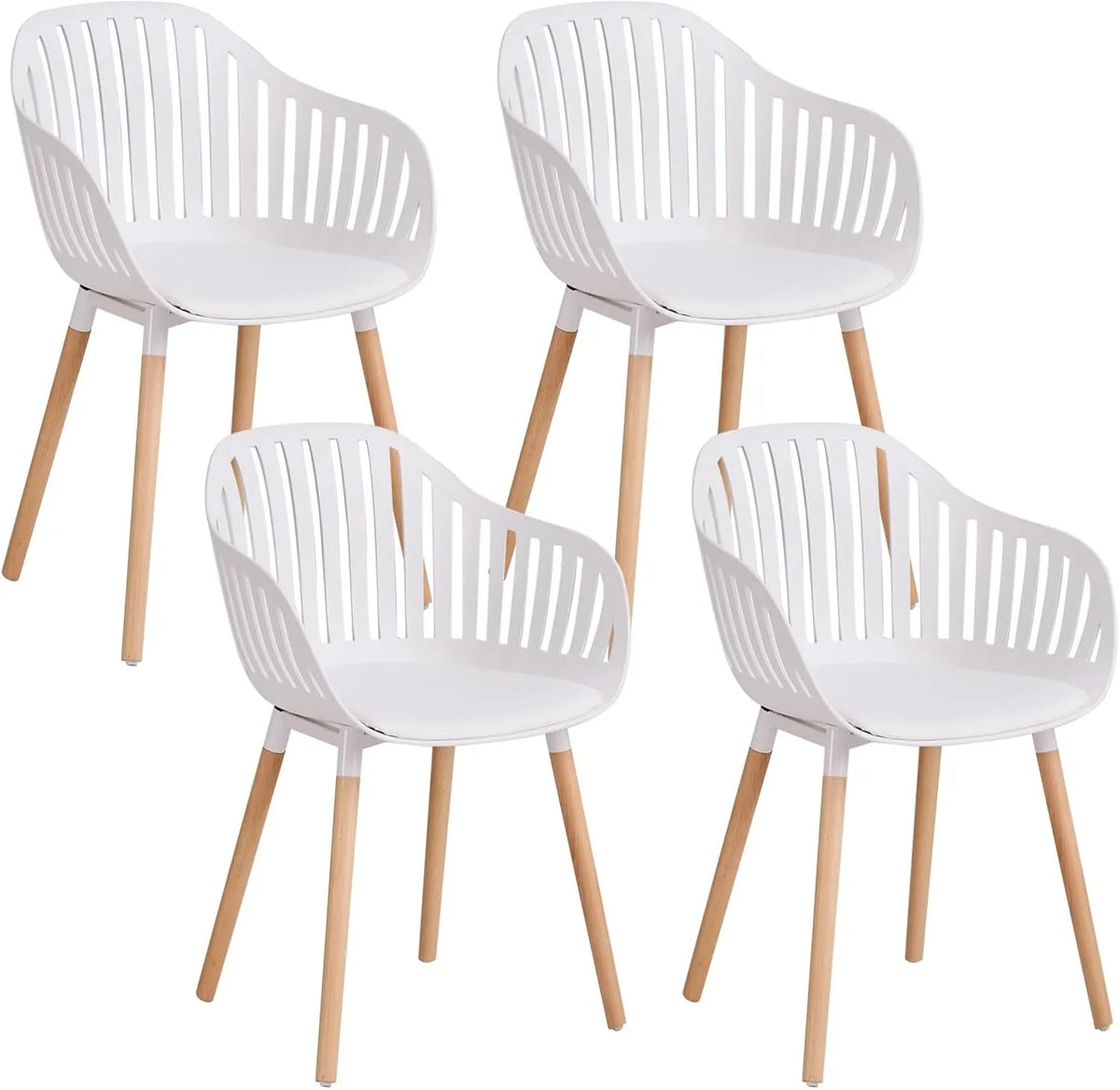 Ensemble de 4 chaises modernes avec accoudoirs et coussins - blanc