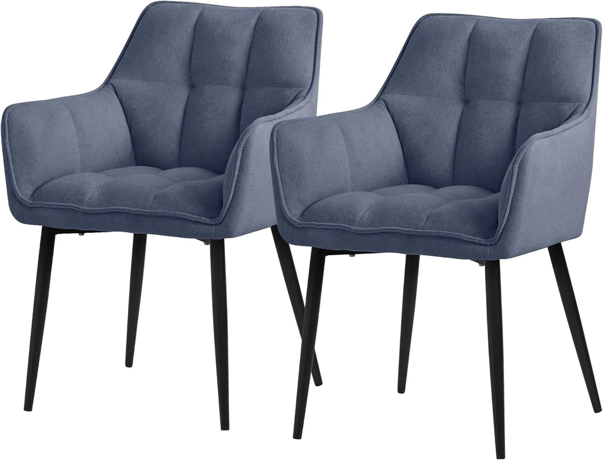 Ensemble de 2 Chaises de Salle à Manger en Tissu Bleu avec Pieds Noirs, Confort Ergonomique