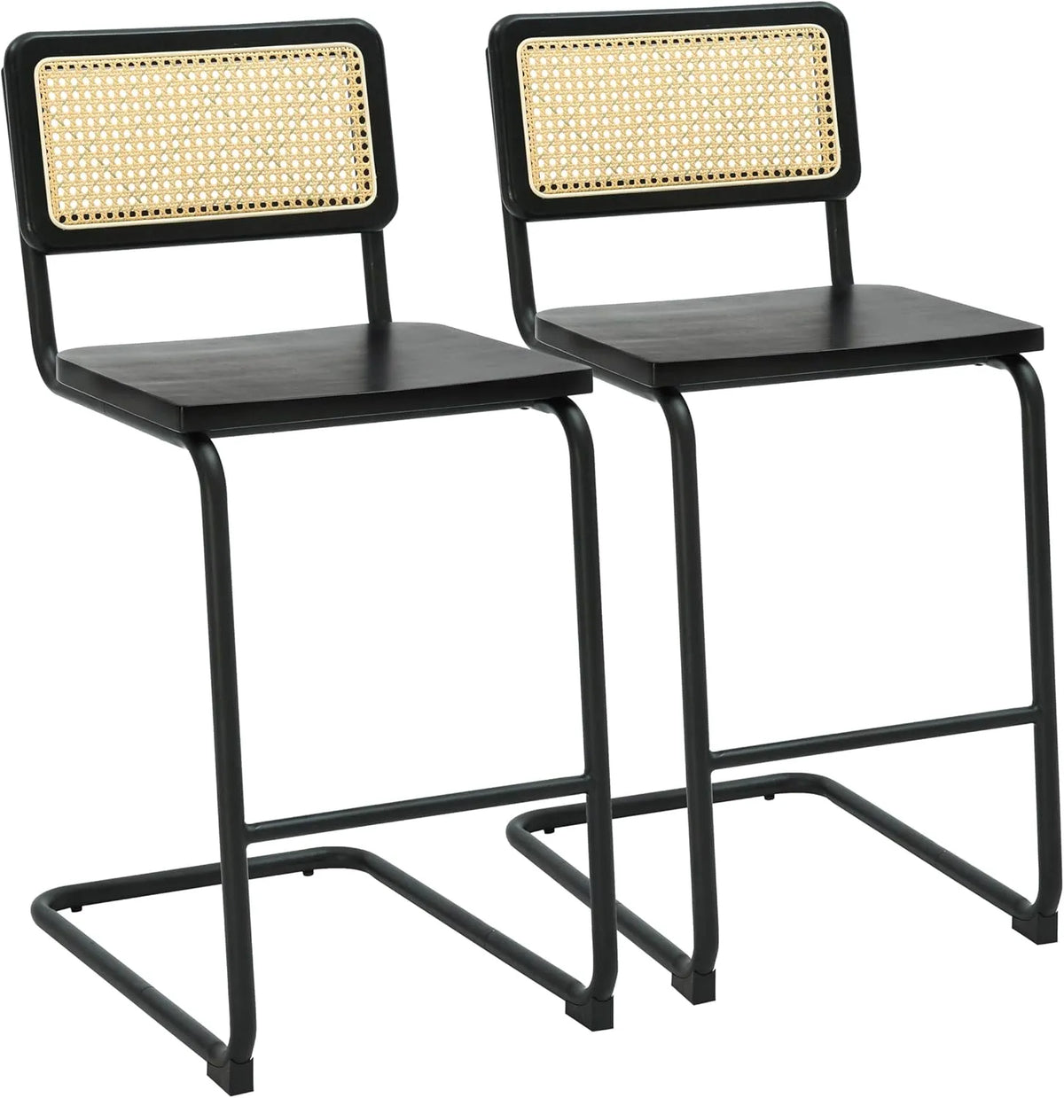 Ensemble de 2 chaises de bar en métal et bois noir par Oviala