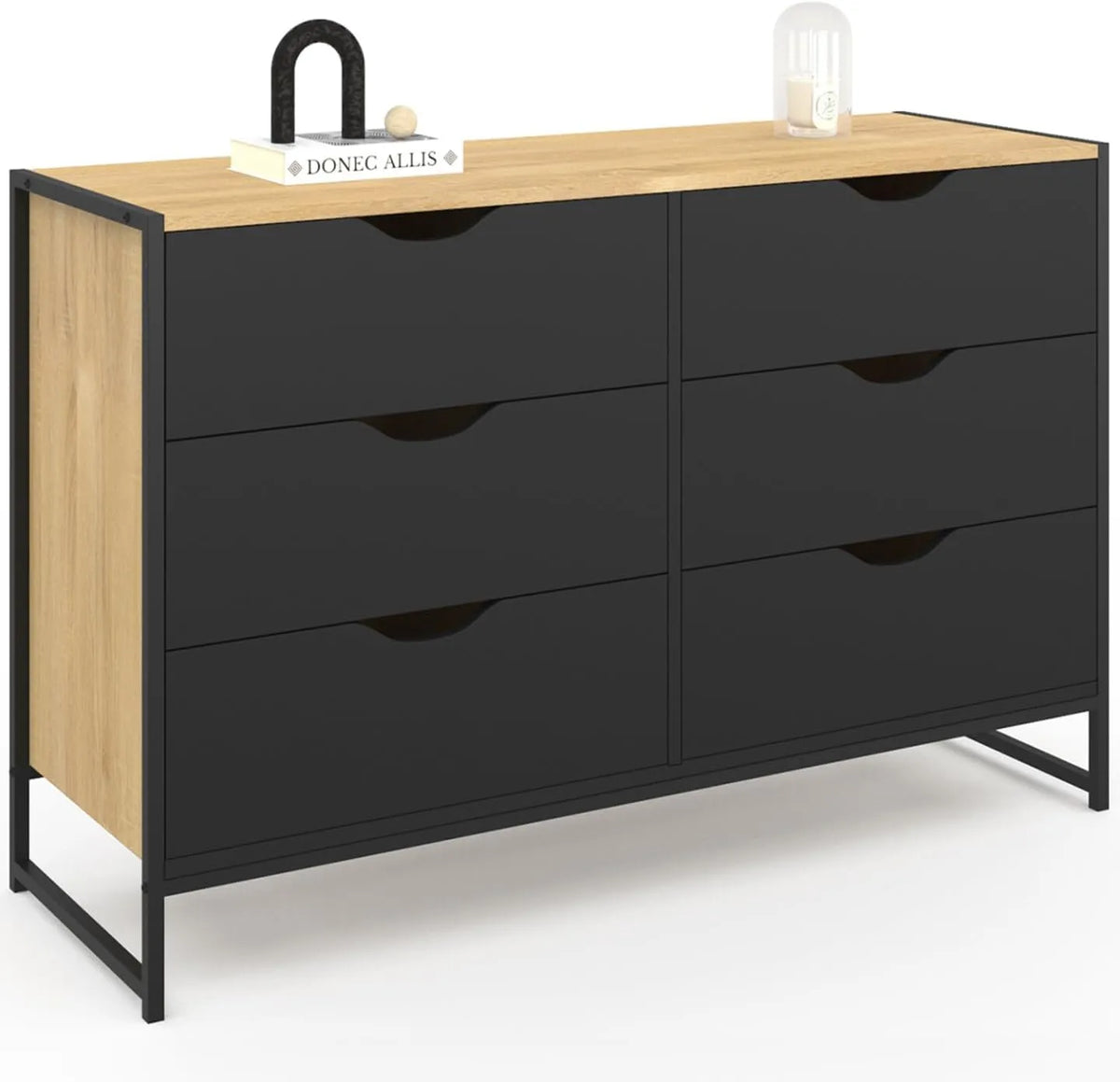 Armoire Industrielle 6 Tiroirs Noirs Boston 115 cm