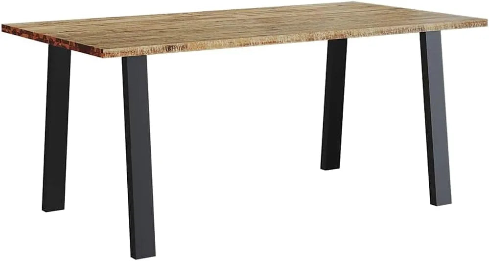 Table de salle à manger en bois d'acacia avec structure métallique, 150 x 90 x 75 cm, couleur marron
