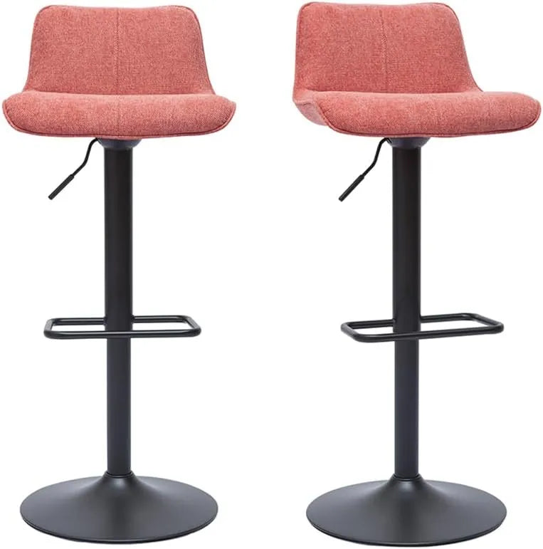 Ensemble de 2 Tabourets de Bar Ajustables en Velours Terracotta et Métal Noir