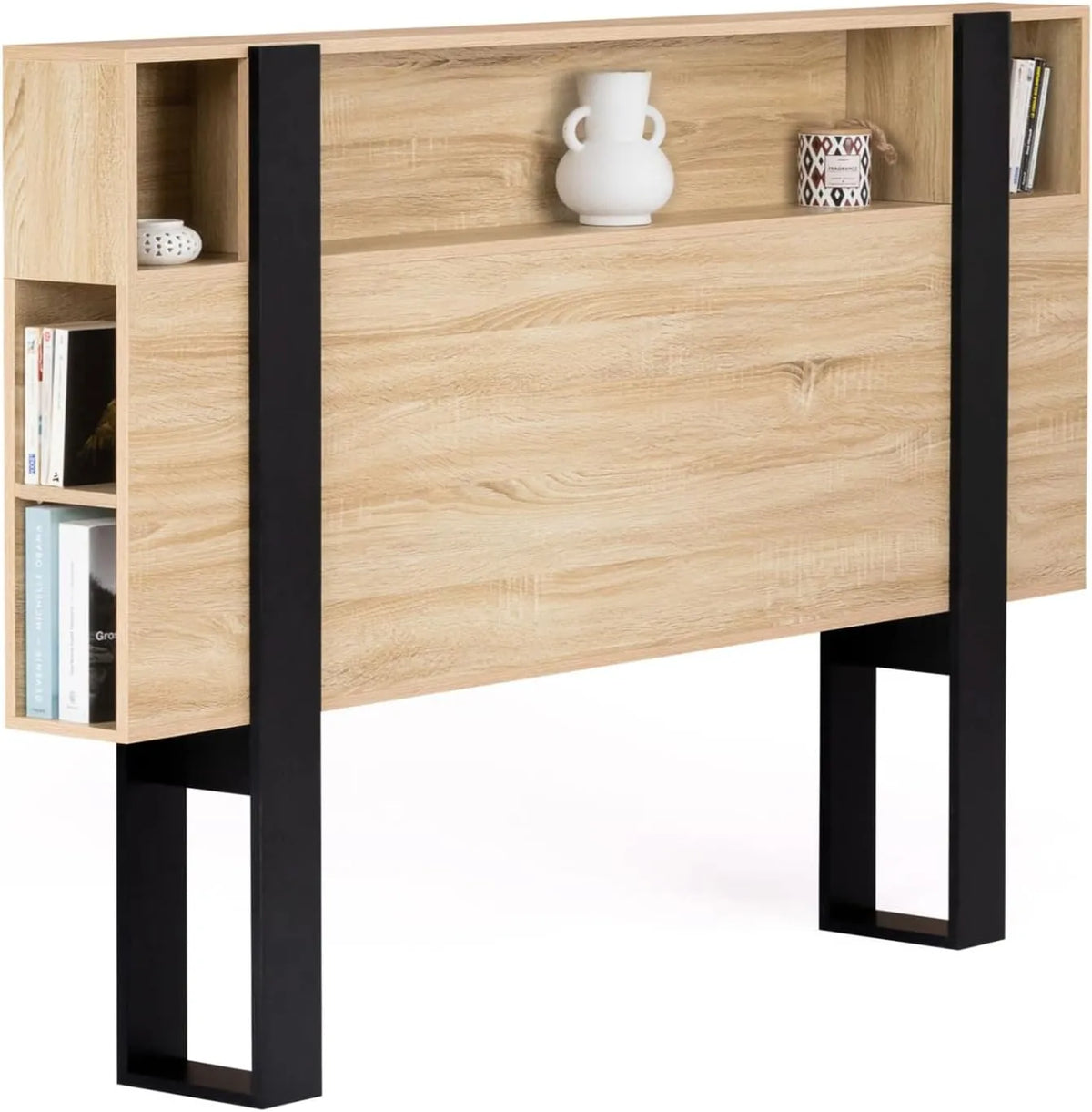 IDMarket - Tête de lit Phoenix 160 cm avec rangement intégré en bois et noir