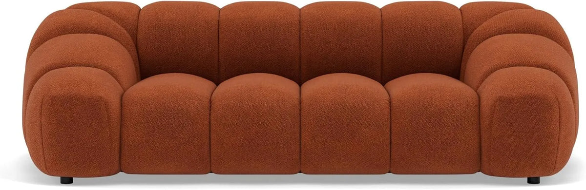 Canapé en Velours Texturé Trois Places Terracotta - Modèle Ava par Lisa Design