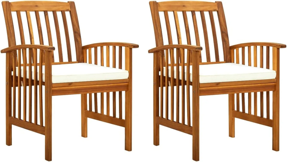 Ensemble de 2 chaises modernes de salle à manger avec coussin en bois d'acacia