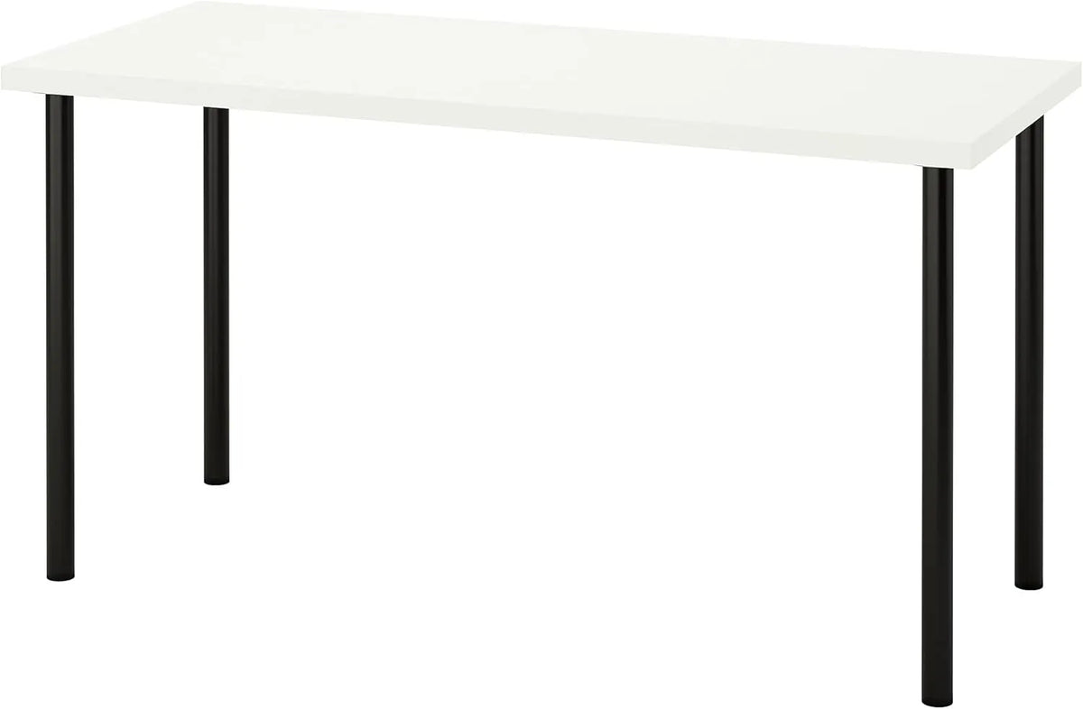 Bureau IKEA LAGKAPTEN avec Pieds ADILS 140x60 cm Blanc et Noir