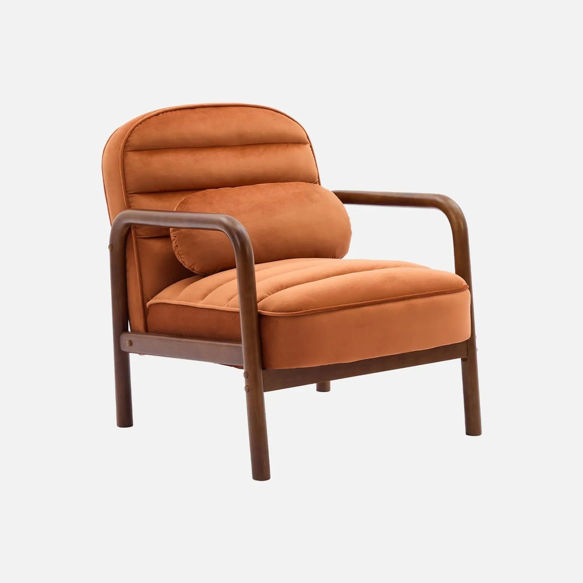 Fauteuil Scandinave en Noyer et Velours Terracotta