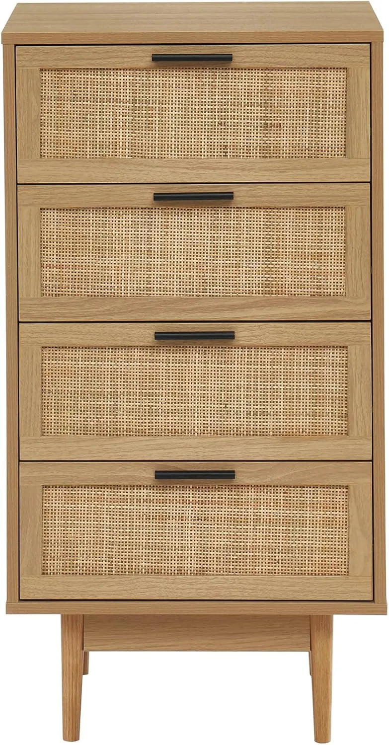 Commode en Rotin Amana avec 4 Tiroirs en Cannage