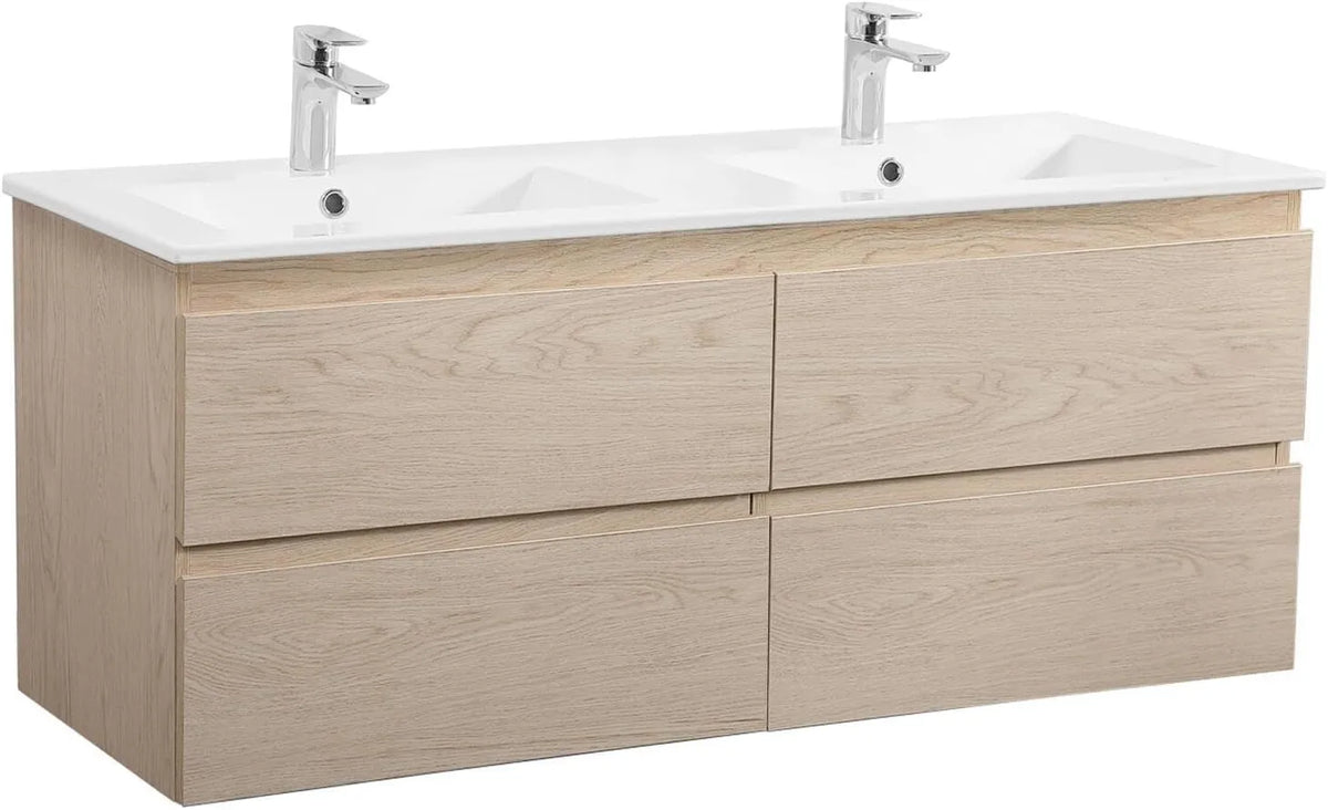 Meuble Salle de Bain Suspendu Sorrento avec Double Vasque en Céramique 120 cm