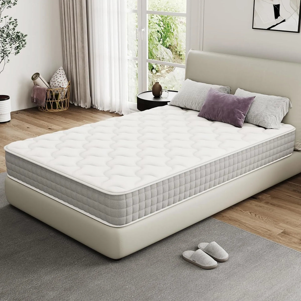 DEWINNER - Matelas 120x190 cm - Confort Mémoire de Forme avec Ressorts Ensachés - Ergonomique et Respirant - Blanc