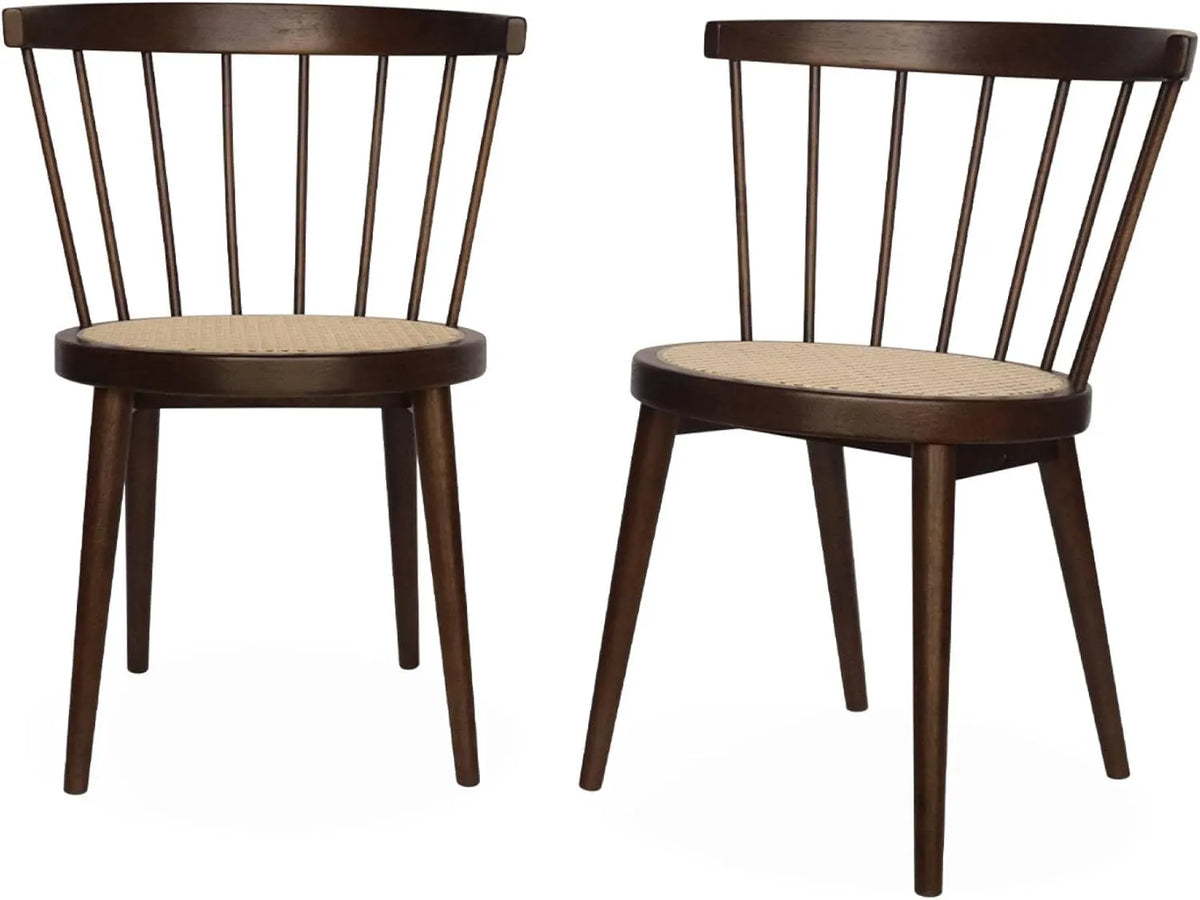 Chaises Nora en Noyer et Cannage - Lot de 2, Dimensions 54 x 54 x 76.5 cm