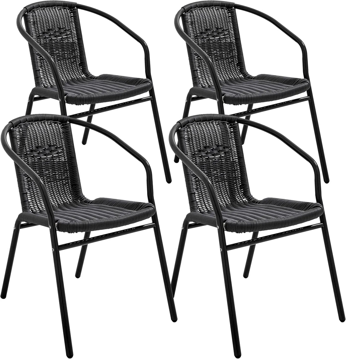 Ensemble de 4 fauteuils de jardin en aluminium et résine noirs