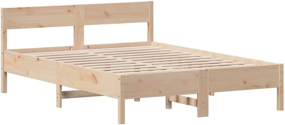Cadre de Lit en Bois Massif de Pin 160x200 cm - Sans Matelas