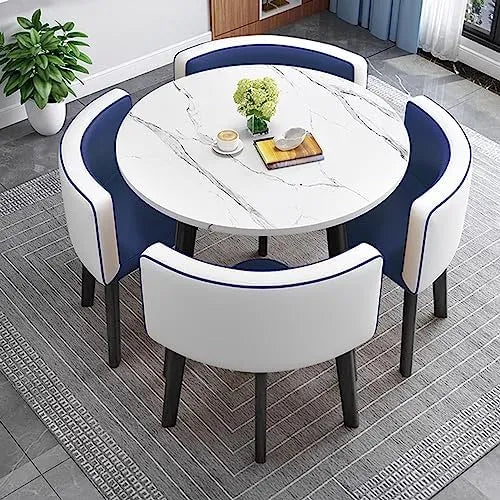 Table ronde moderne avec chaises compactes pour cuisine et bureau, idéale pour conférences