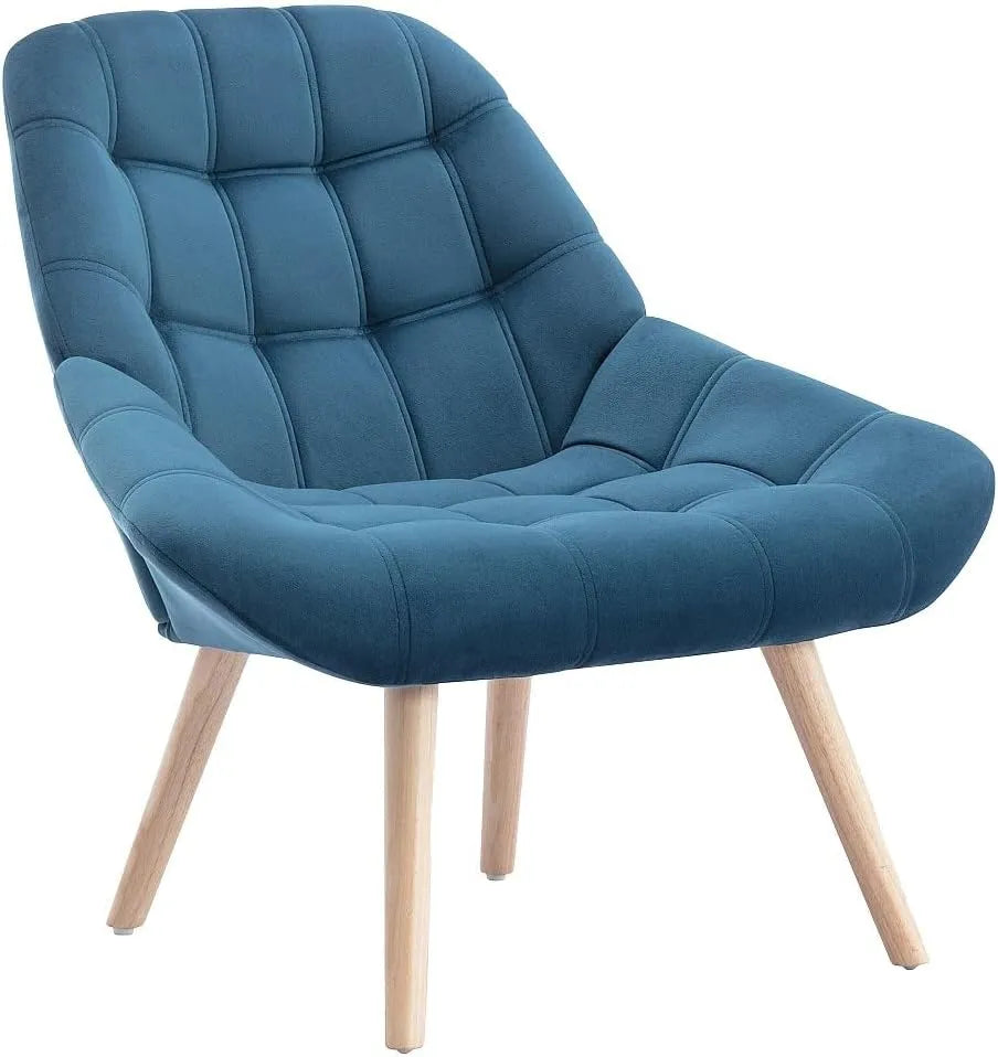 Fauteuil Scandinave en Velours Bleu Canard LUOSTO - Confort et Élégance