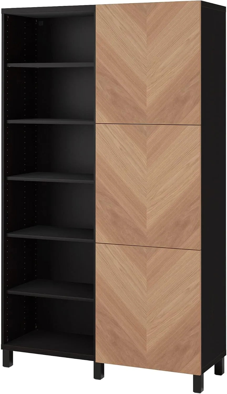 Armoire de Rangement BESTÅ avec Portes, Brun-Noir/Chêne Hedeviken, 120 x 42 x 202 cm