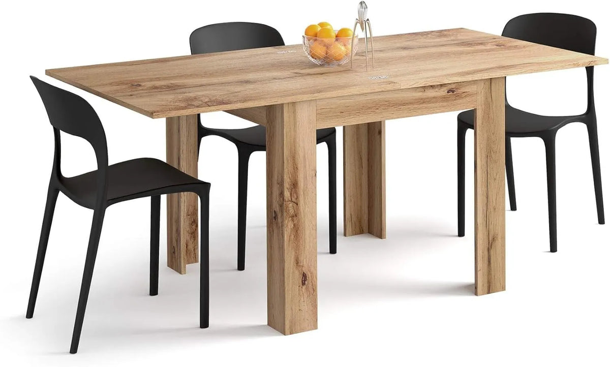 Table à Manger Extensible Eldorado, 90-180 cm, Bois Rustique, Idéale pour 4 à 8 Personnes, Fabriquée en Italie