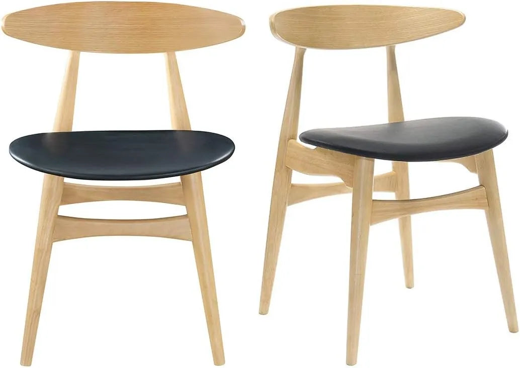 Chaises Scandinaves en Bois Clair et Noir Lot de 2 - Modèle Walford