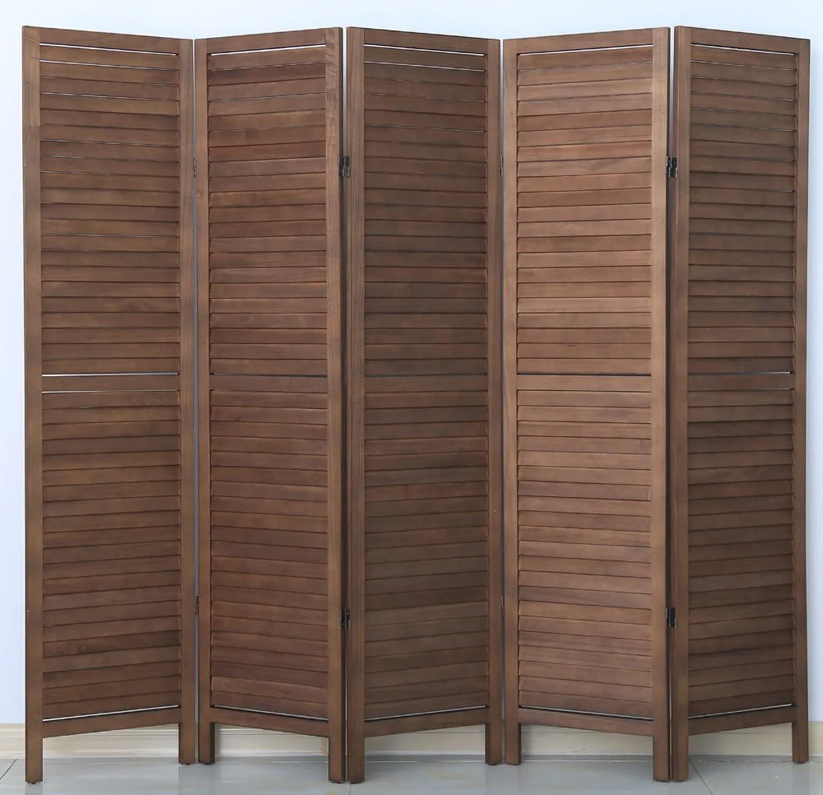 Écran de Séparation en Bois Brun, 5 Panneaux, 170x200cm
