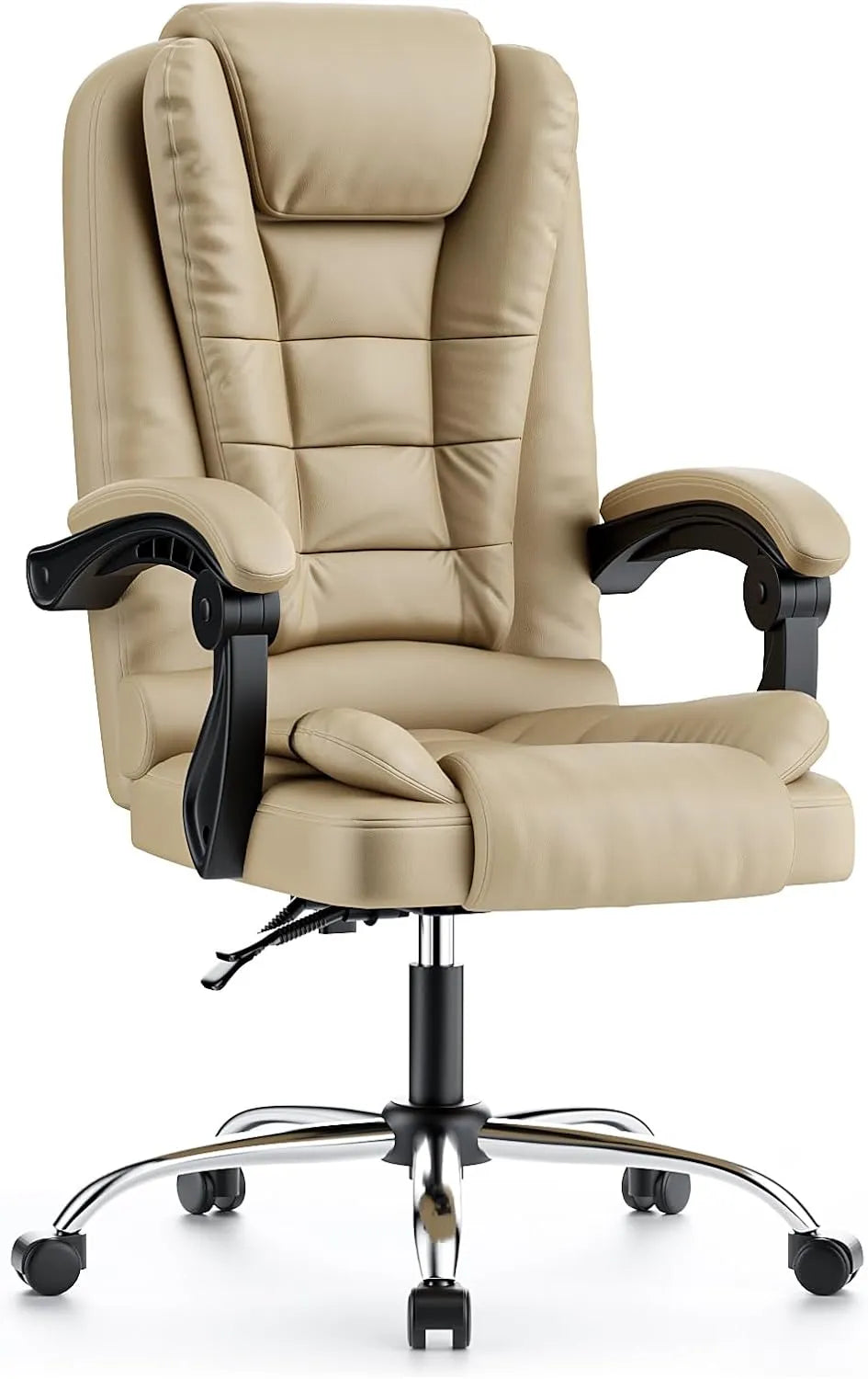Chaise de Bureau Ergonomique Marron avec Assise Large et Inclinable