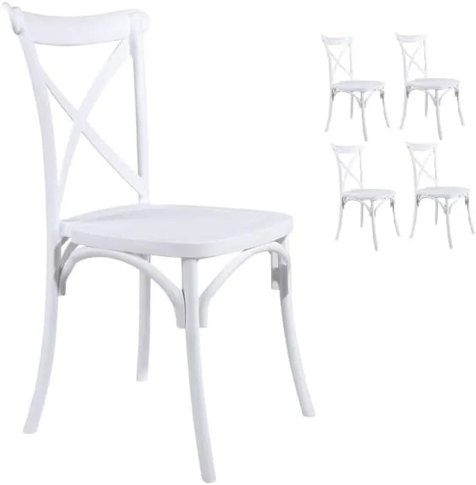 Kosmi Lot de 4 Chaises de Bistrot Blanches en Résine Polypropylène