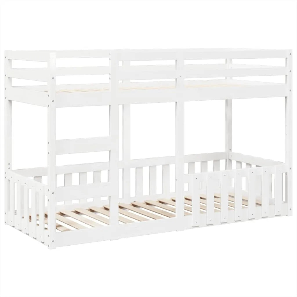Lit Superposé Bois Massif Blanc 90x190 cm avec Échelle