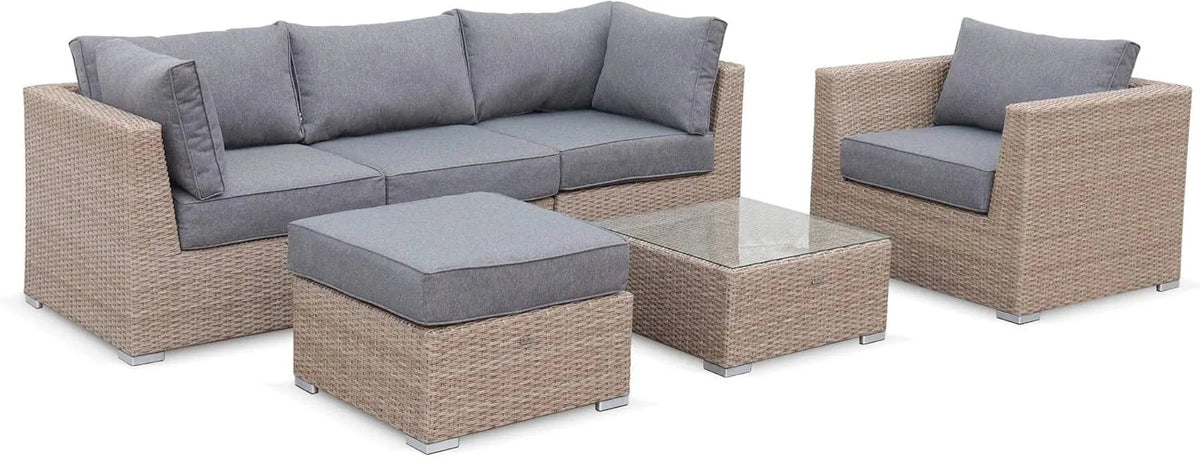 Ensemble de Jardin de Luxe en Résine Tressée - 5 Places - Coussin Gris Foncé