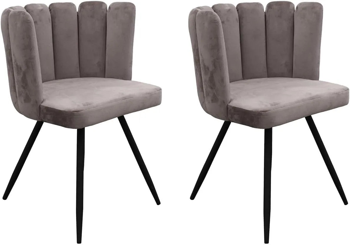 Lot de 2 chaises design Ariel en velours gris pour salon