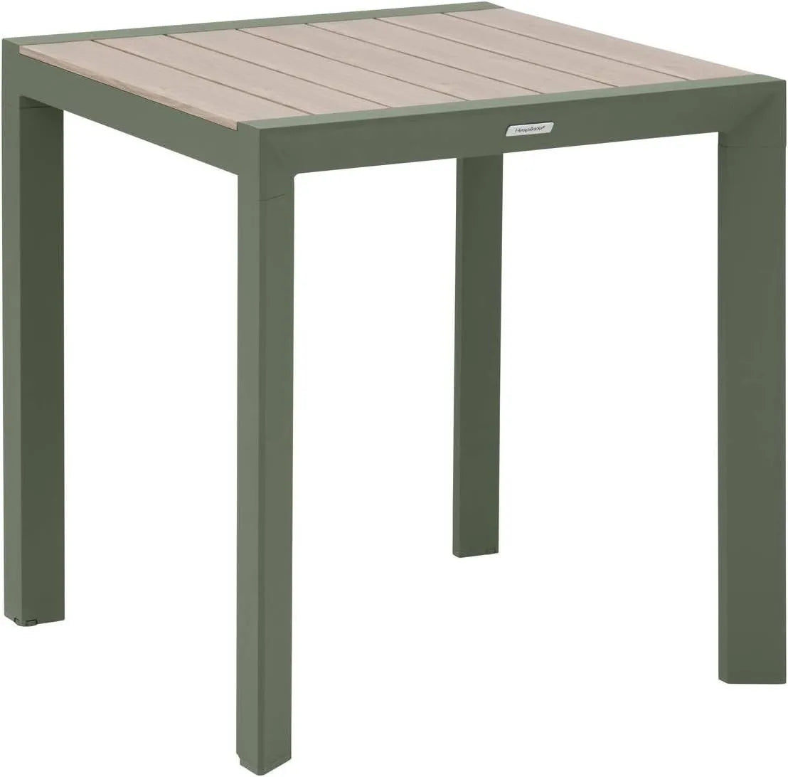 Table de Jardin en Aluminium avec Effet Bois et Vert, 2 Places