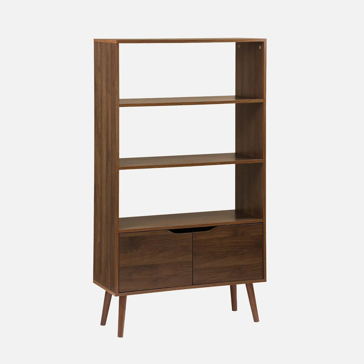 Bibliothèque en Noyer avec 2 Portes et 3 Tablettes