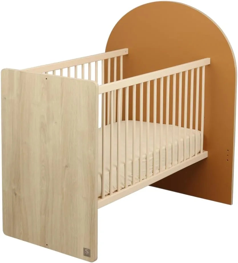 Lit Bébé Évolutif 120x60 à 90x190 - Chêne Sépia Arqué