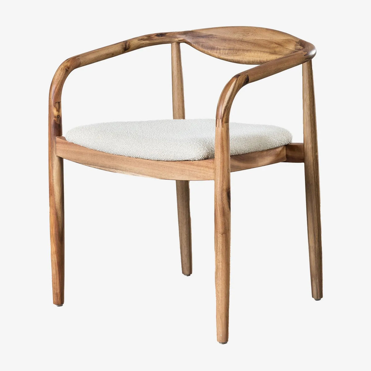 Ensemble de 4 chaises de salle à manger en bois d'acacia et tissu Bouclé Mallory