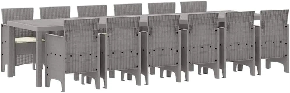 Ensemble de Jardin en Rotin Synthétique Gris Clair pour 12 Personnes