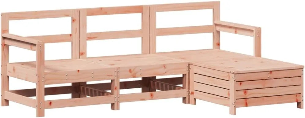 Ensemble de Salon de Jardin en Bois de Douglas, 4 Pièces, Canapé d'Extérieur Modulable