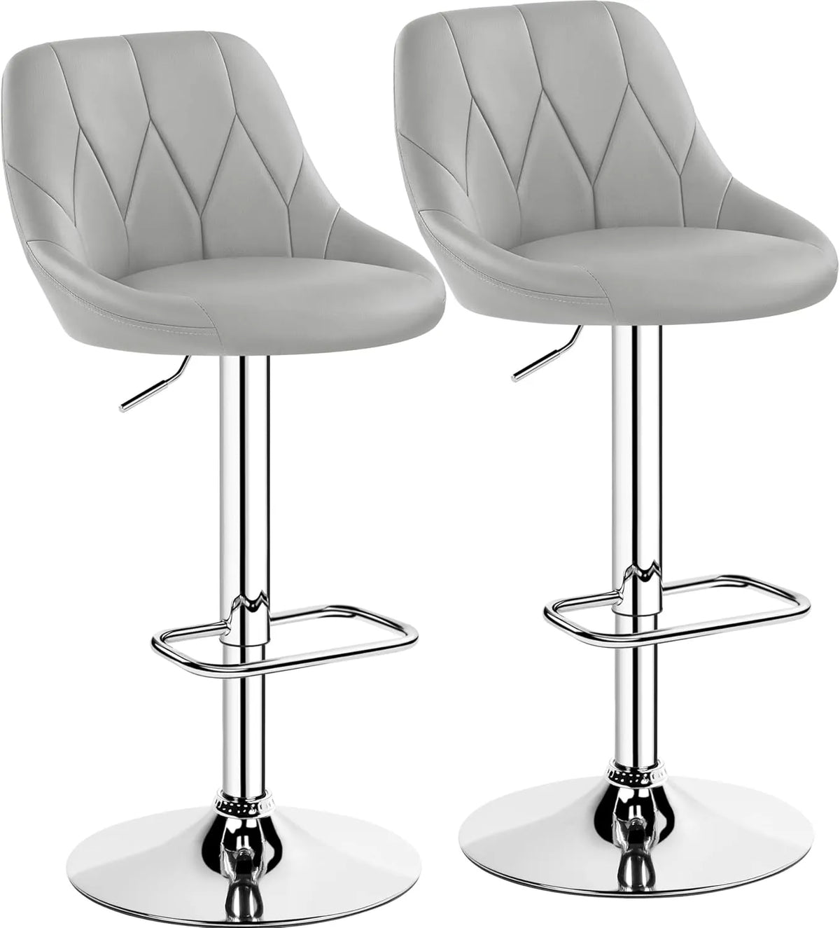 Tabourets de Bar Ajustables en Similicuir avec Assise Pivotante et Cadre Métallique - Lot de 2