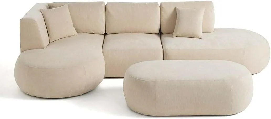 Ensemble de Canapé d'Angle Modulable en Tissu Beige - Santorini par Lisa Design