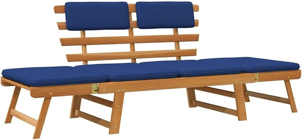 Banc de Jardin en Acacia avec Coussins - Mobilier d'Extérieur 2-en-1